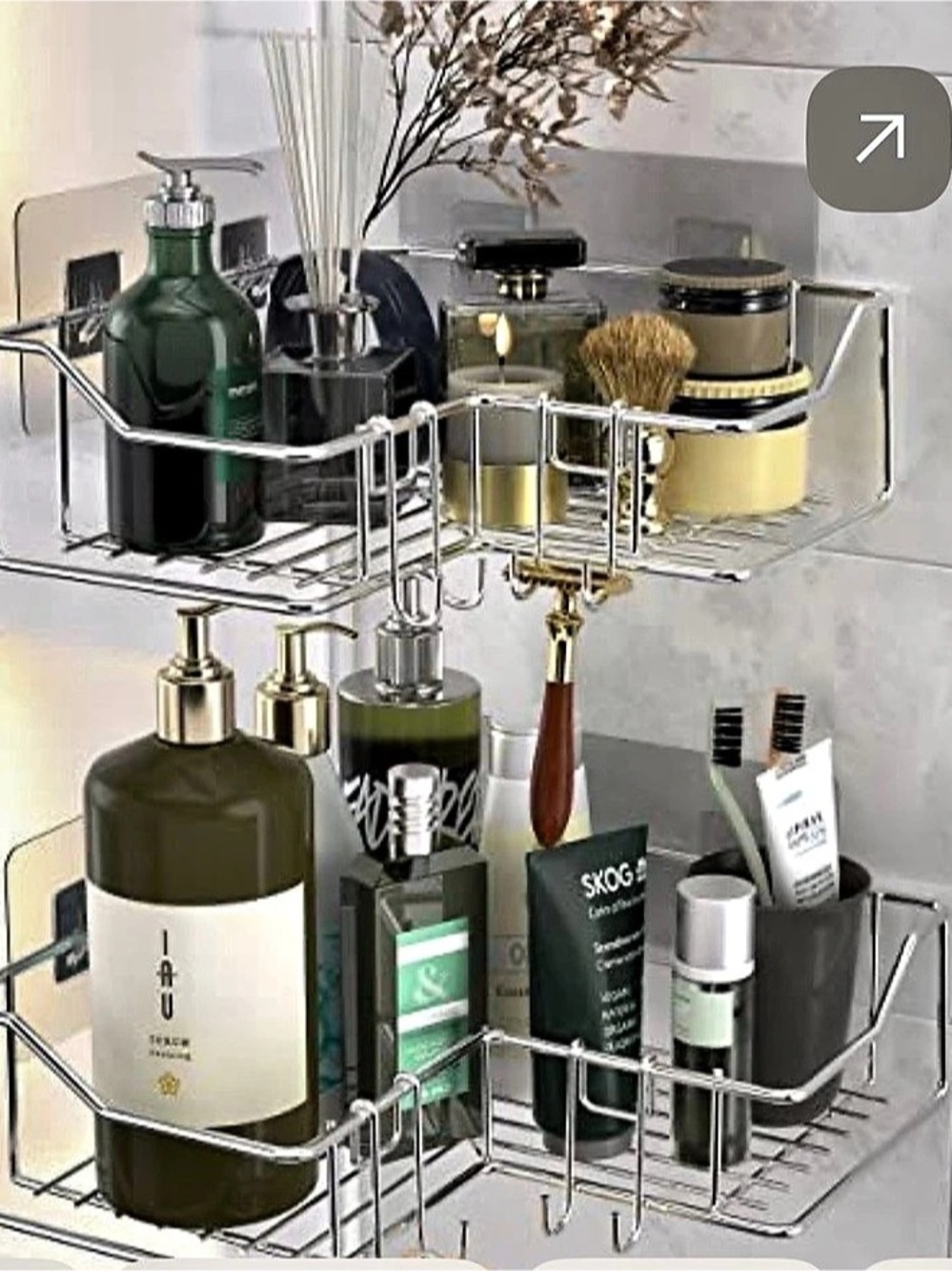 Two-Tier Corner Shower Caddy Silver